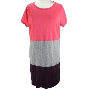 Boden T Shirt Dress Womens Size 18L Pink Colorblock Short Sleeve Cotton Knit